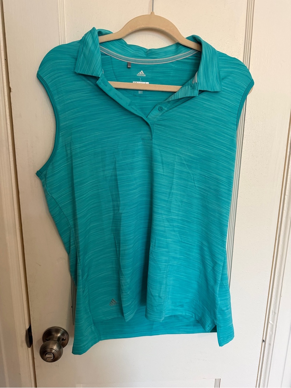 adidas Women’s Teal Striped Sleeveless Polo Golf Tank. Great condition. Size L